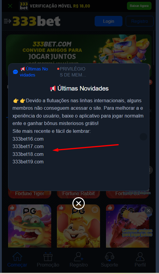 Link de acesso oficial 333bet